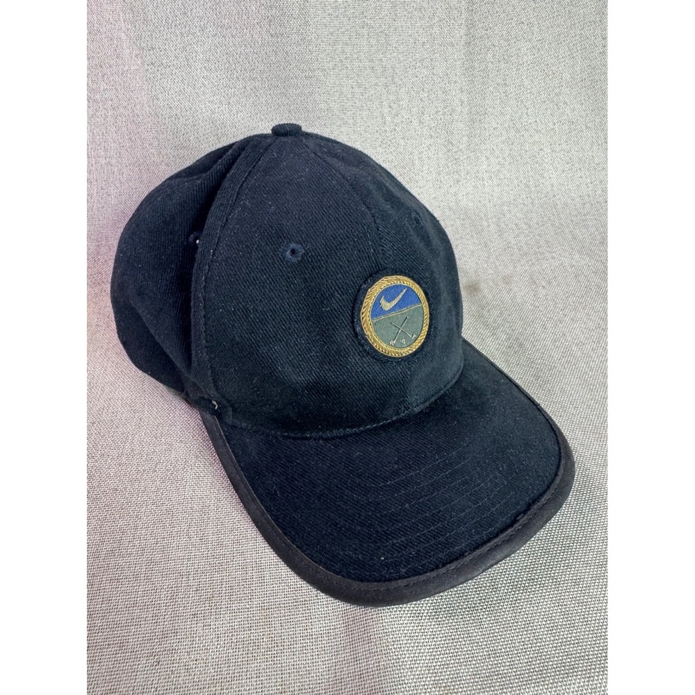 Vintage Nike Golf Corduroy Hat Black Leather Trim Green Underbrim Rare Crest